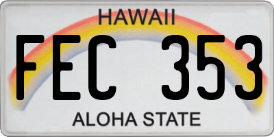 HI license plate FEC353