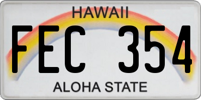 HI license plate FEC354