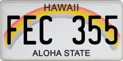 HI license plate FEC355