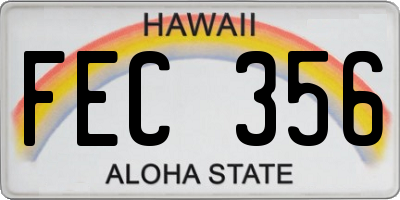HI license plate FEC356