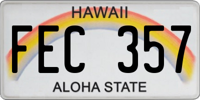 HI license plate FEC357