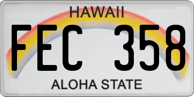 HI license plate FEC358