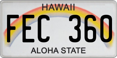 HI license plate FEC360