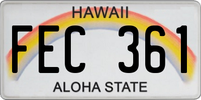 HI license plate FEC361