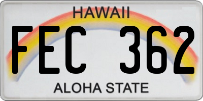 HI license plate FEC362