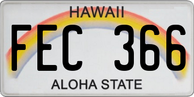 HI license plate FEC366