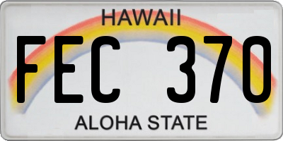HI license plate FEC370