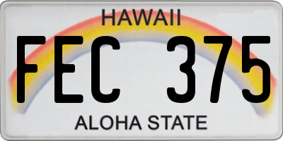 HI license plate FEC375