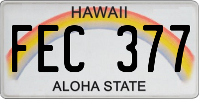 HI license plate FEC377