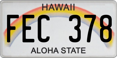 HI license plate FEC378