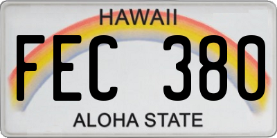 HI license plate FEC380