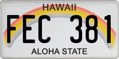 HI license plate FEC381