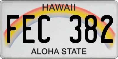 HI license plate FEC382