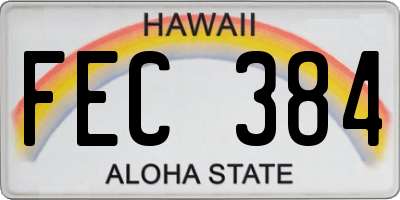 HI license plate FEC384