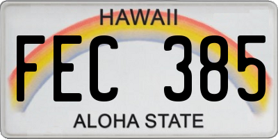 HI license plate FEC385