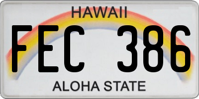 HI license plate FEC386