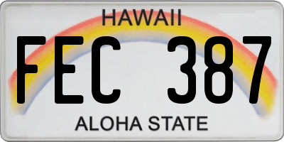 HI license plate FEC387