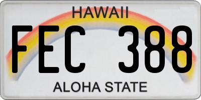 HI license plate FEC388
