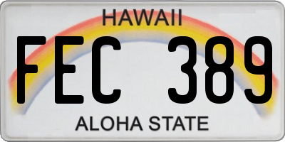HI license plate FEC389