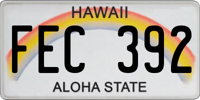 HI license plate FEC392