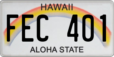 HI license plate FEC401