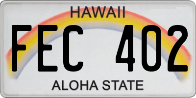 HI license plate FEC402