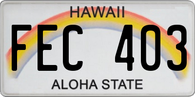 HI license plate FEC403