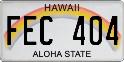 HI license plate FEC404
