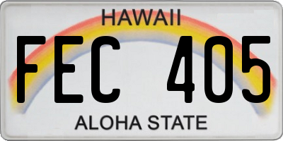 HI license plate FEC405