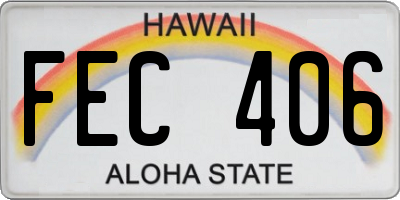 HI license plate FEC406