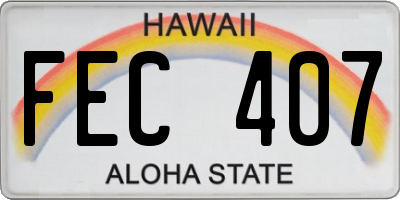 HI license plate FEC407