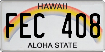 HI license plate FEC408