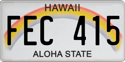 HI license plate FEC415