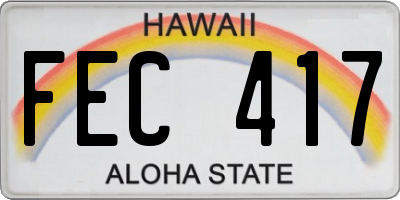 HI license plate FEC417