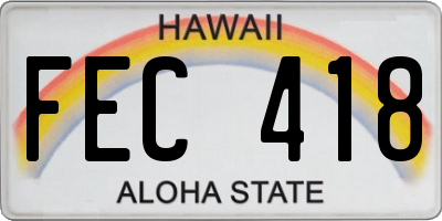 HI license plate FEC418