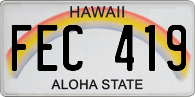 HI license plate FEC419