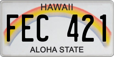 HI license plate FEC421