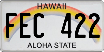 HI license plate FEC422