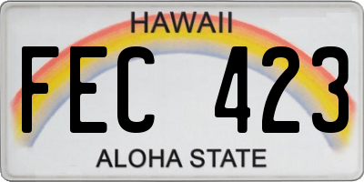 HI license plate FEC423