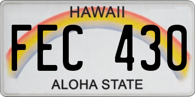 HI license plate FEC430