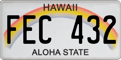 HI license plate FEC432