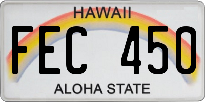 HI license plate FEC450