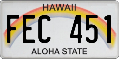 HI license plate FEC451