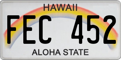 HI license plate FEC452