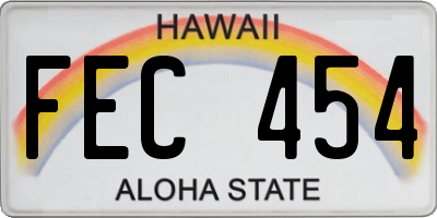HI license plate FEC454