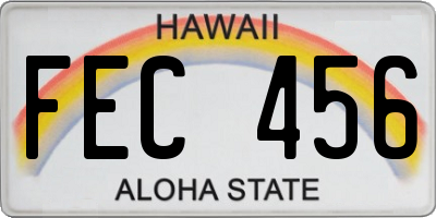 HI license plate FEC456