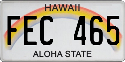 HI license plate FEC465