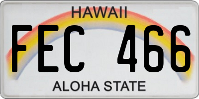HI license plate FEC466