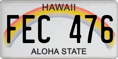 HI license plate FEC476