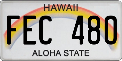 HI license plate FEC480